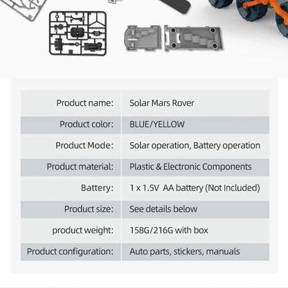 Solar Power Mars Rover STEM Educational Toys for Kids Space Toys DIY Science Kit with 2 Energy Modes as Birthday Gifts for Kids