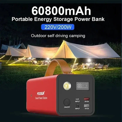 SPS-200W Portable Fast Charging Power Bank 220V AC 60800mAh Output Power Bank Suitable for iPhone Huawei Xiaomi Samsung Laptop