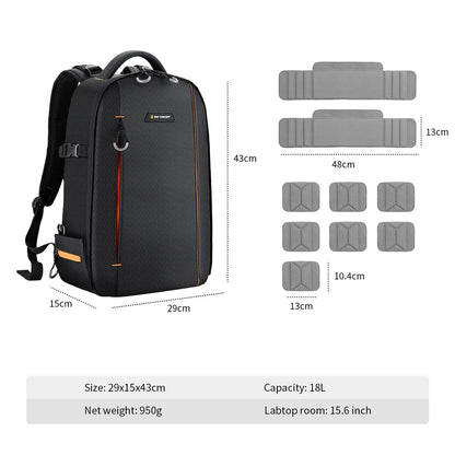 K&F Concept Professional Camera Backpack Photographers Large Waterproof Photography Camera Bag with Laptop Tripod Compartment