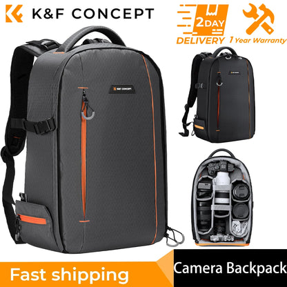 K&F Concept Professional Camera Backpack Photographers Large Waterproof Photography Camera Bag with Laptop Tripod Compartment