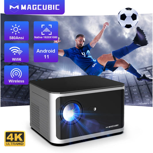 Magcubic Android 11 4K Smart Projector 580ANSI 1920*1080P Full HD Wifi6 BT5.0 Allwinner H713 Voice Control Home Cinema Theater