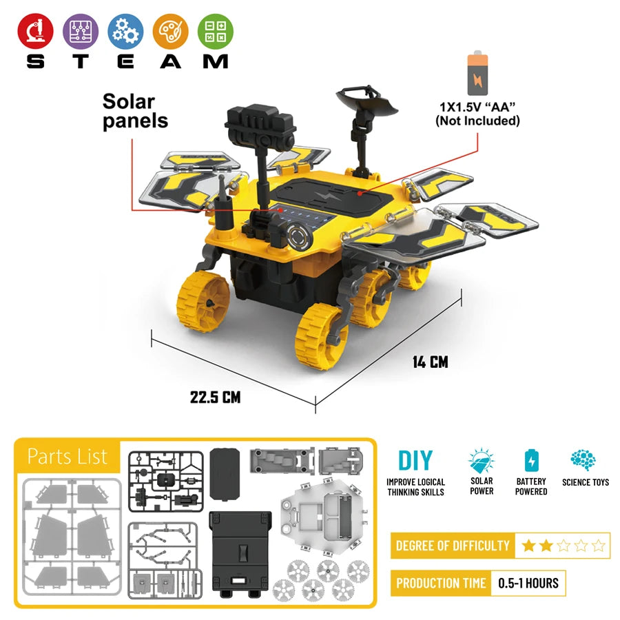 Solar Power Mars Rover STEM Educational Toys for Kids Space Toys DIY Science Kit with 2 Energy Modes as Birthday Gifts for Kids