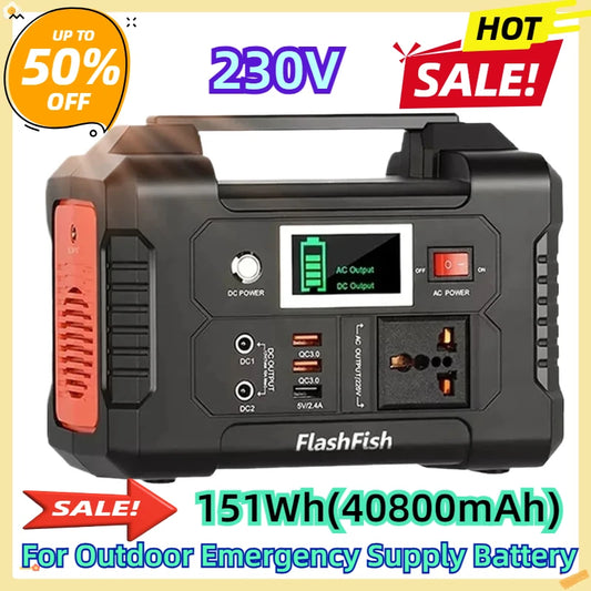 For Outdoor Emergency Supply Battery Camping TV Drone Laptop 230V Portable Power Station 200W Solar Generator 151WH AC